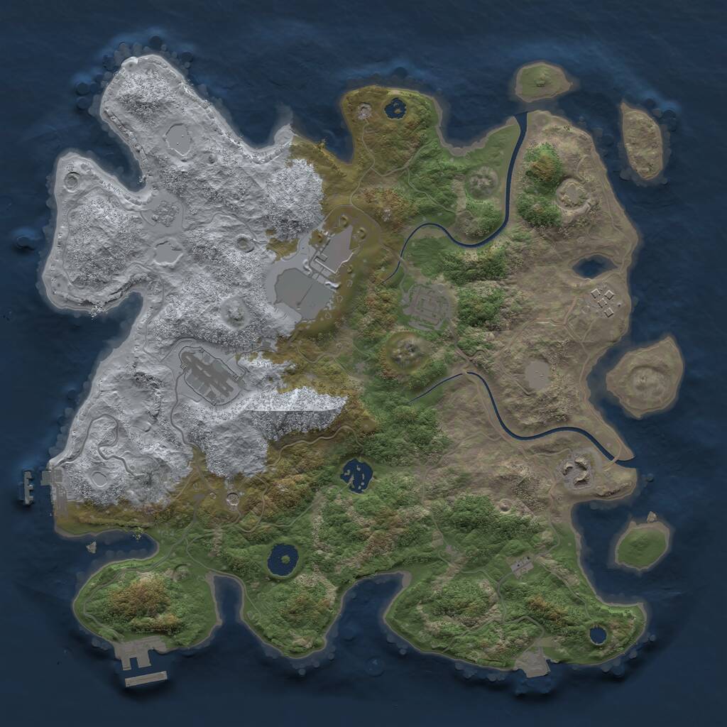 Rust Map: Procedural Map, Size: 3500, Seed: 1015375251, 12 Monuments