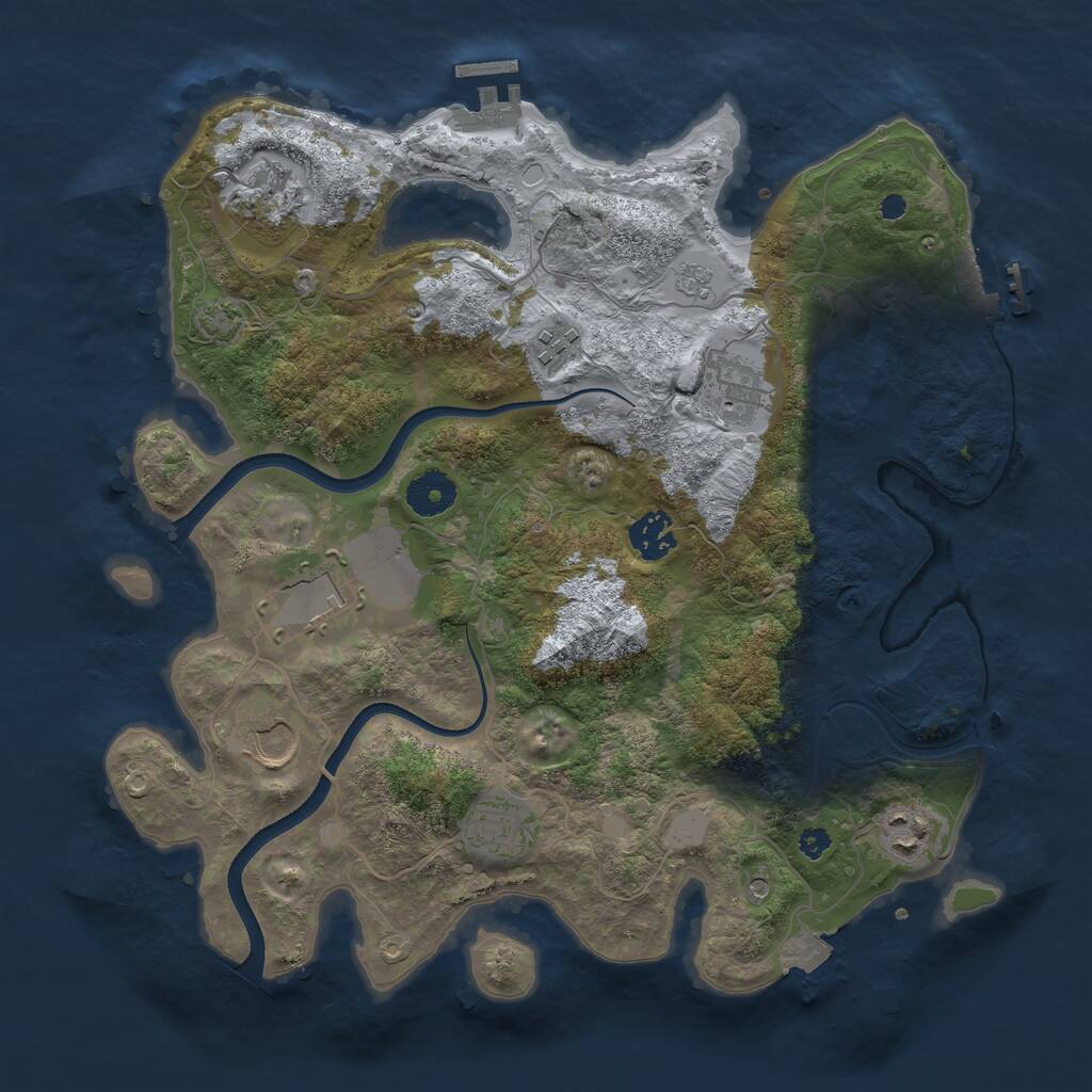 Rust Map: Procedural Map, Size: 3500, Seed: 1893396576, 14 Monuments