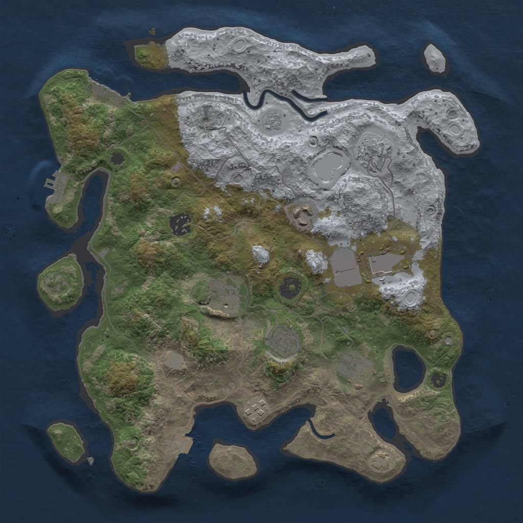 Rust Map: Procedural Map, Size: 3500, Seed: 29465421, 16 Monuments
