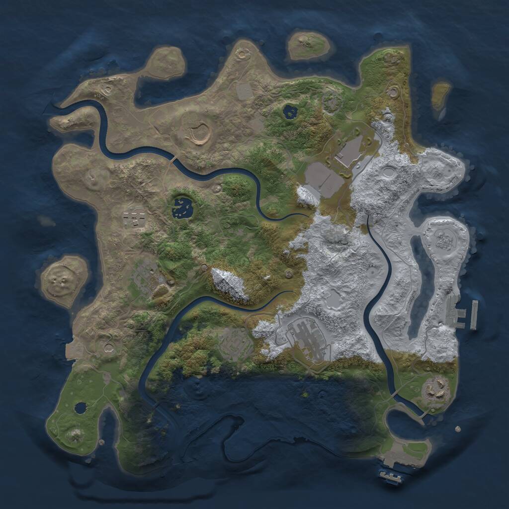 Rust Map: Procedural Map, Size: 3500, Seed: 32091874, 14 Monuments