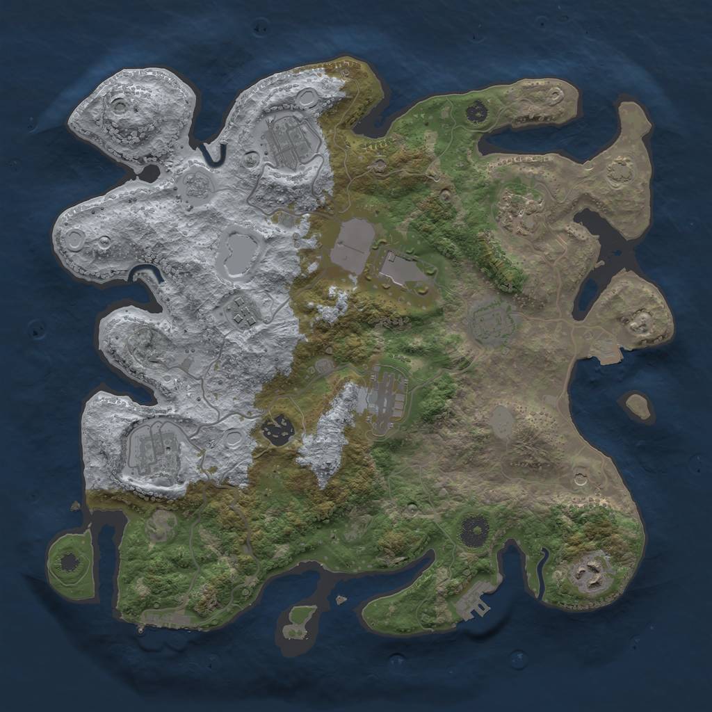 Rust Map: Procedural Map, Size: 3500, Seed: 13369512, 17 Monuments