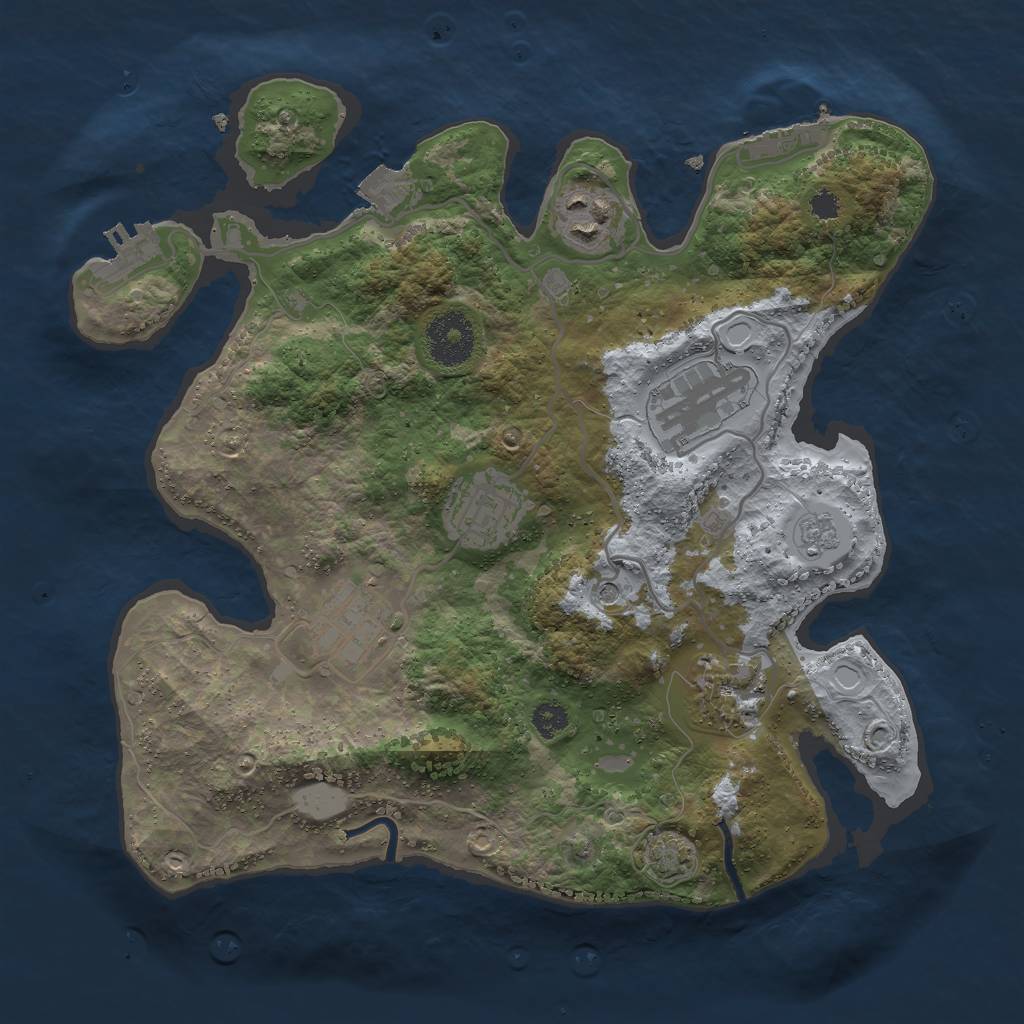 Rust Map: Procedural Map, Size: 3000, Seed: 954241, 13 Monuments