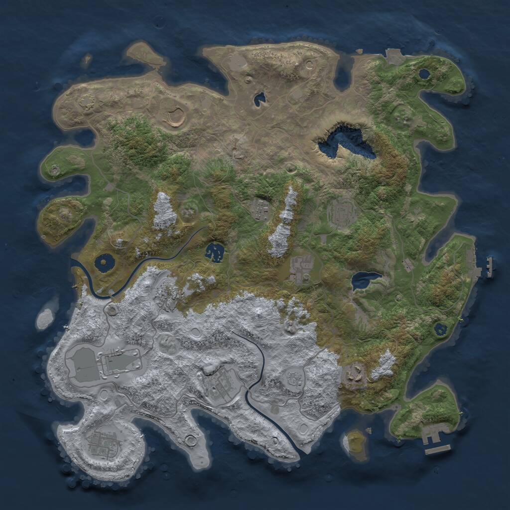 Rust Map: Procedural Map, Size: 4000, Seed: 1778239011, 16 Monuments