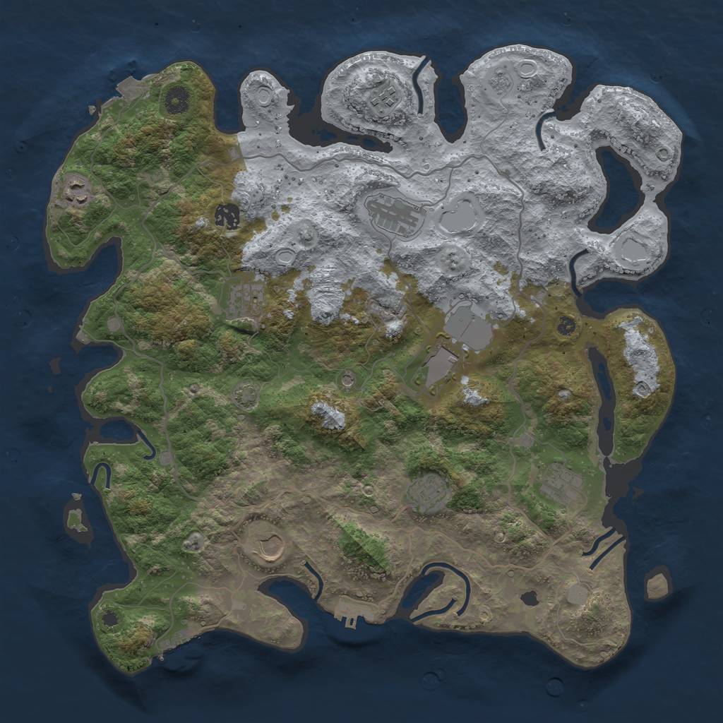 Rust Map: Procedural Map, Size: 4050, Seed: 1048184127, 17 Monuments