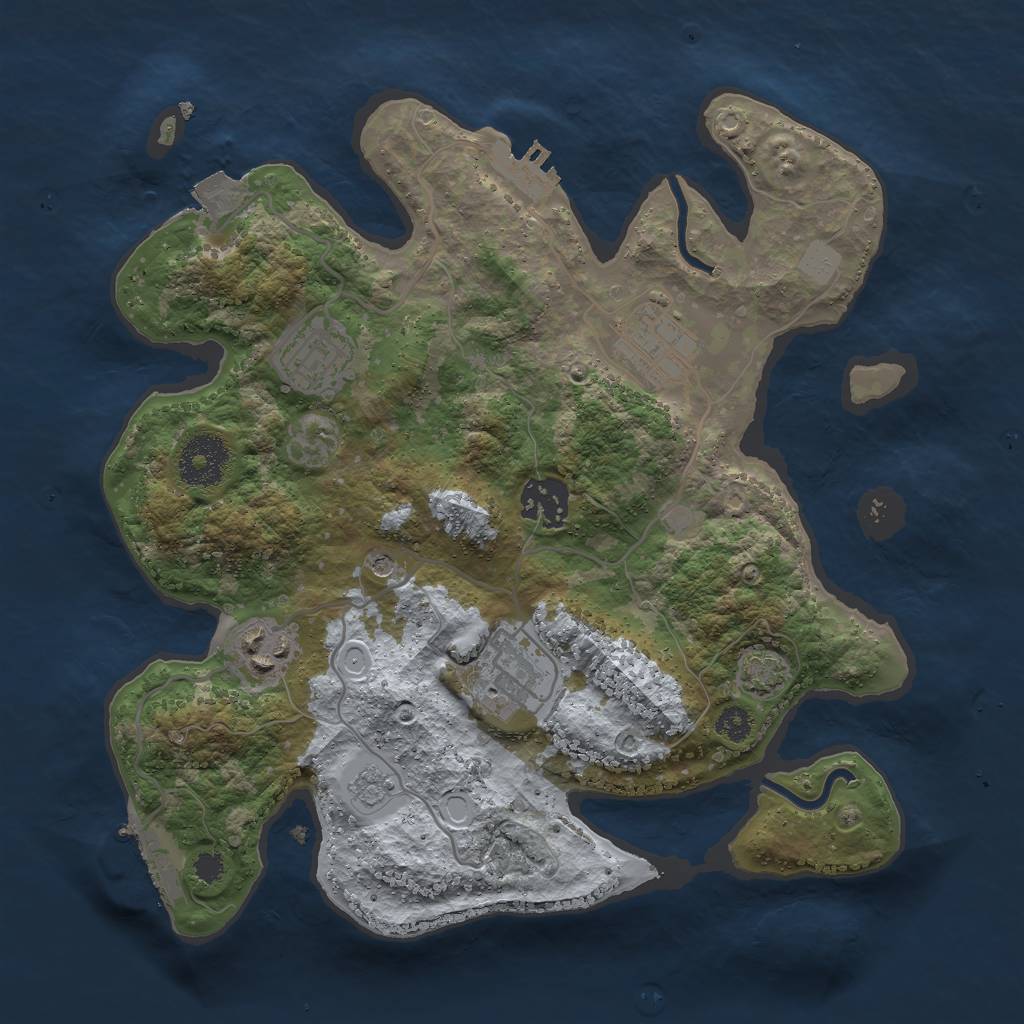 Rust Map: Procedural Map, Size: 3000, Seed: 1739058907, 13 Monuments