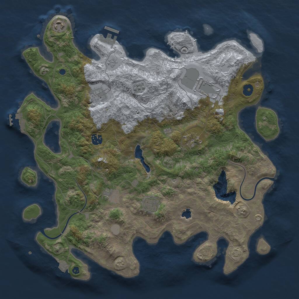 Rust Map: Procedural Map, Size: 4000, Seed: 1256692192, 14 Monuments
