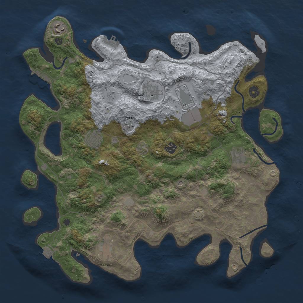 Rust Map: Procedural Map, Size: 4000, Seed: 1256692192, 16 Monuments