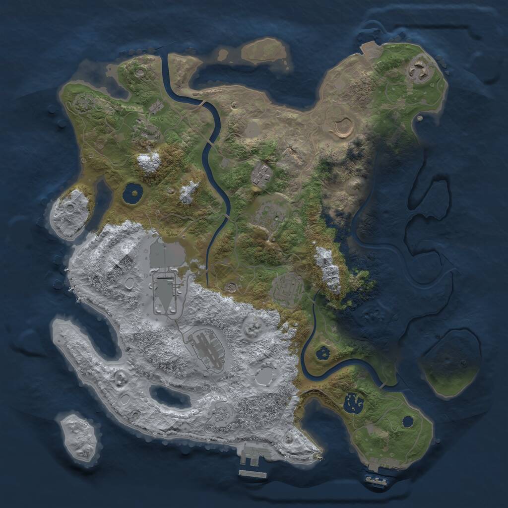 Rust Map: Procedural Map, Size: 3700, Seed: 101, 15 Monuments