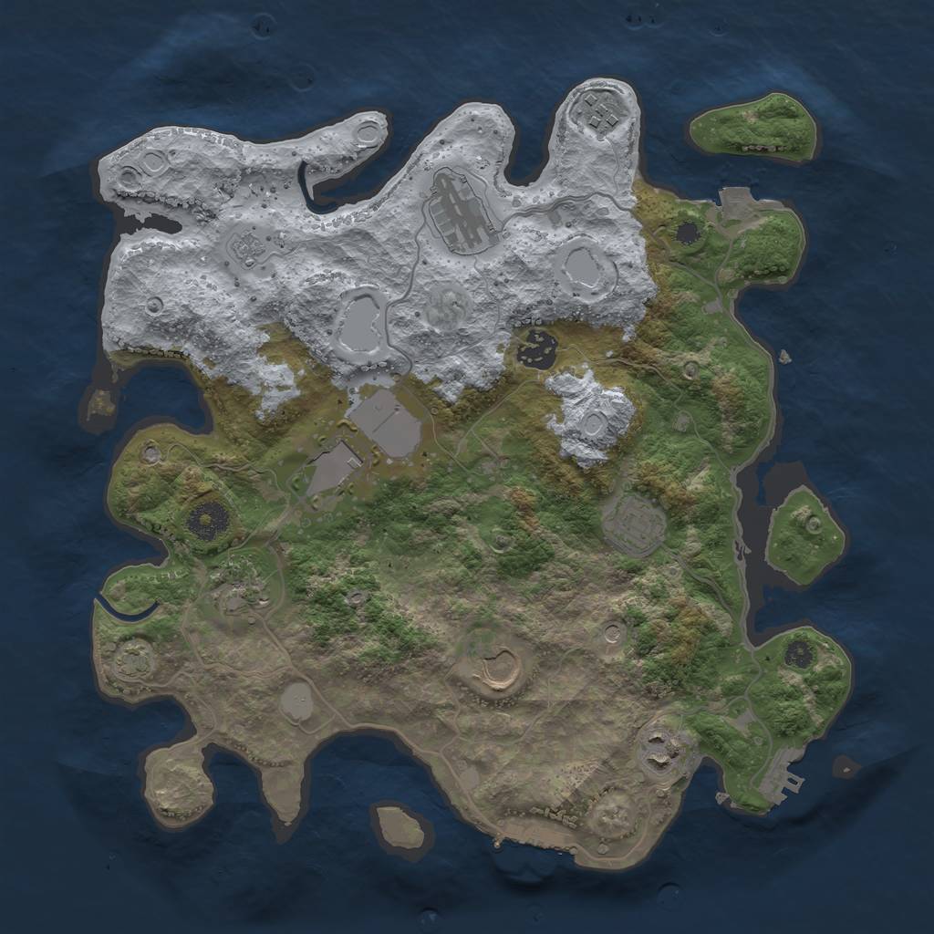 Rust Map: Procedural Map, Size: 3500, Seed: 732914180, 16 Monuments