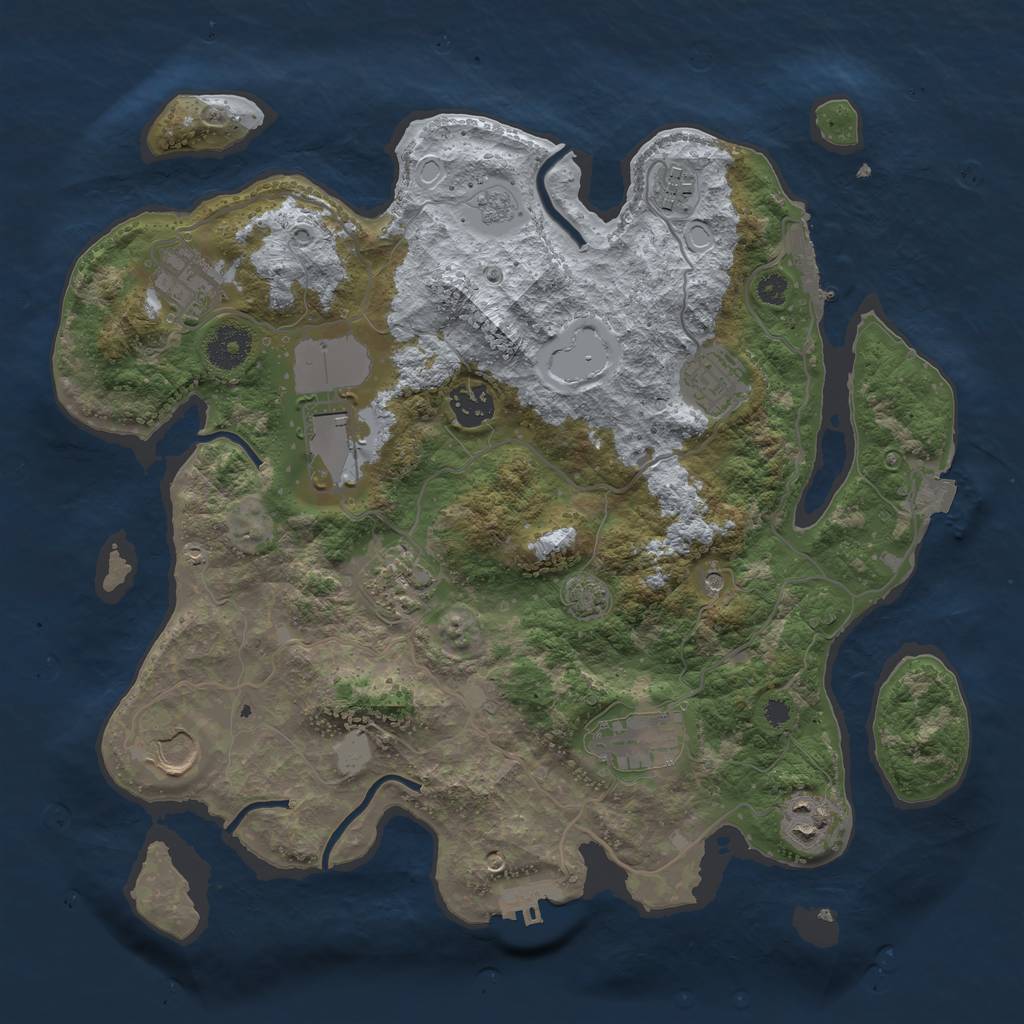 Rust Map: Procedural Map, Size: 3500, Seed: 1887478049, 17 Monuments