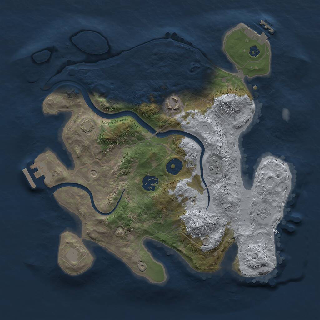Rust Map: Procedural Map, Size: 3000, Seed: 646666, 9 Monuments