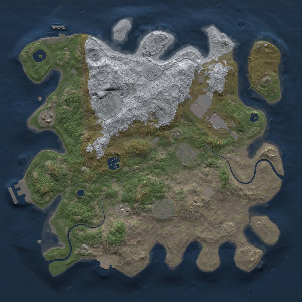 Rust Map: Procedural Map, Size: 3500, Seed: 1393213226, 13 Monuments