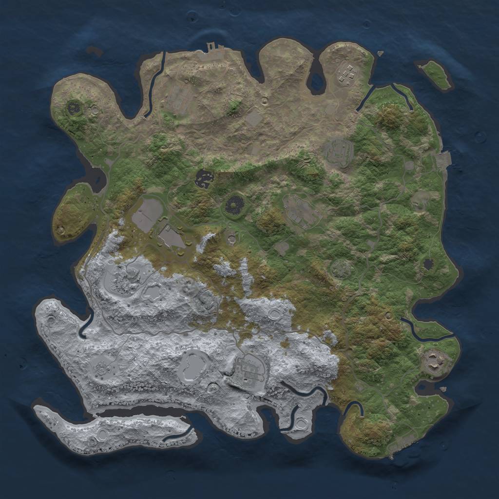 Rust Map: Procedural Map, Size: 4000, Seed: 1990038834, 17 Monuments