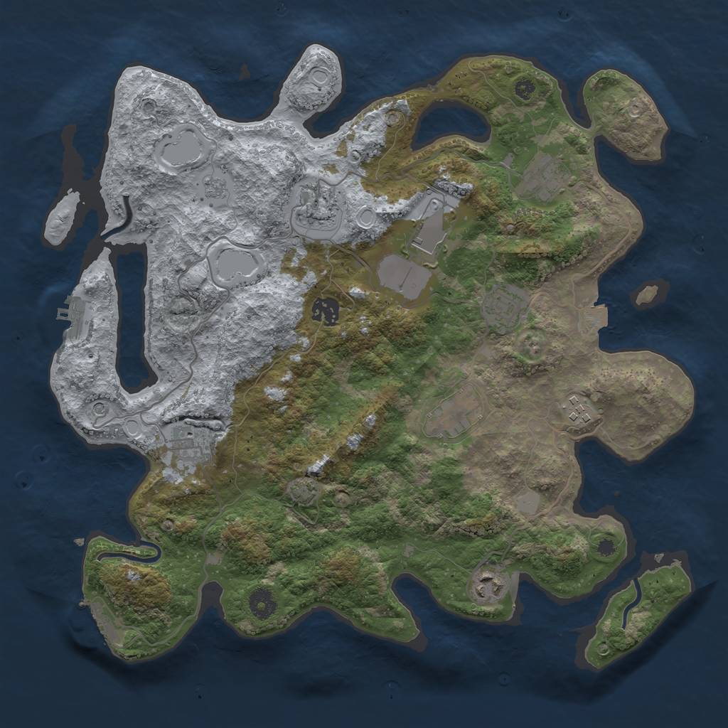 Rust Map: Procedural Map, Size: 3750, Seed: 516158526, 17 Monuments