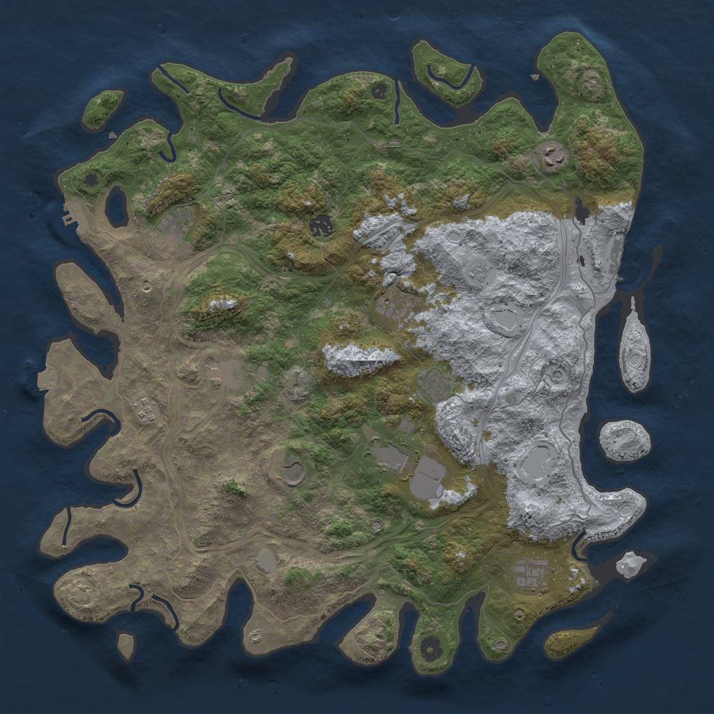 Rust Map: Procedural Map, Size: 4500, Seed: 1391811315, 18 Monuments