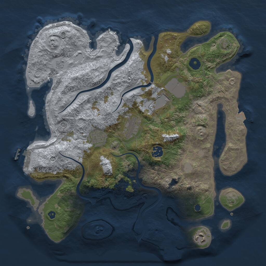 Rust Map: Procedural Map, Size: 3500, Seed: 49245, 12 Monuments