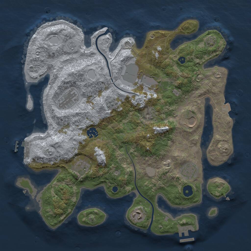 Rust Map: Procedural Map, Size: 3500, Seed: 49245, 14 Monuments