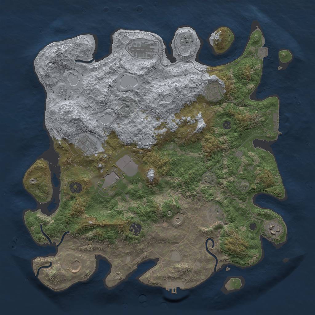 Rust Map: Procedural Map, Size: 3800, Seed: 2021, 17 Monuments