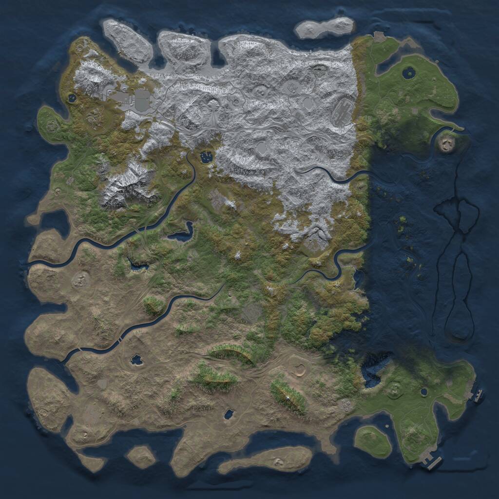 Rust Map: Procedural Map, Size: 6000, Seed: 20190, 17 Monuments
