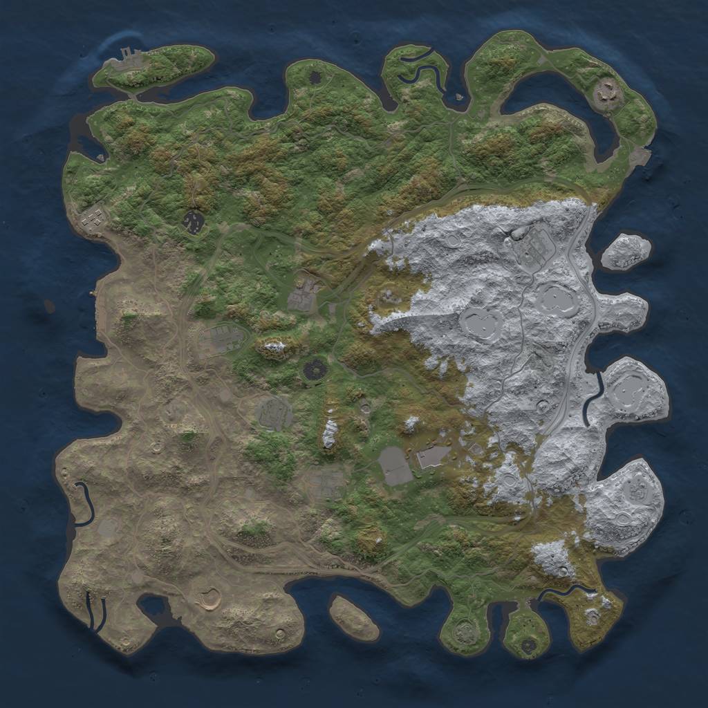 Rust Map: Procedural Map, Size: 4800, Seed: 93745993, 18 Monuments