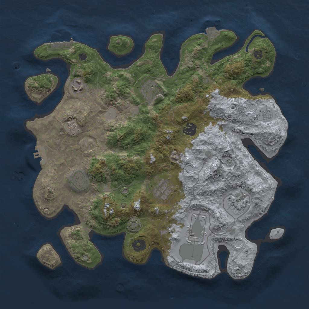 Rust Map: Procedural Map, Size: 3500, Seed: 113748429, 16 Monuments