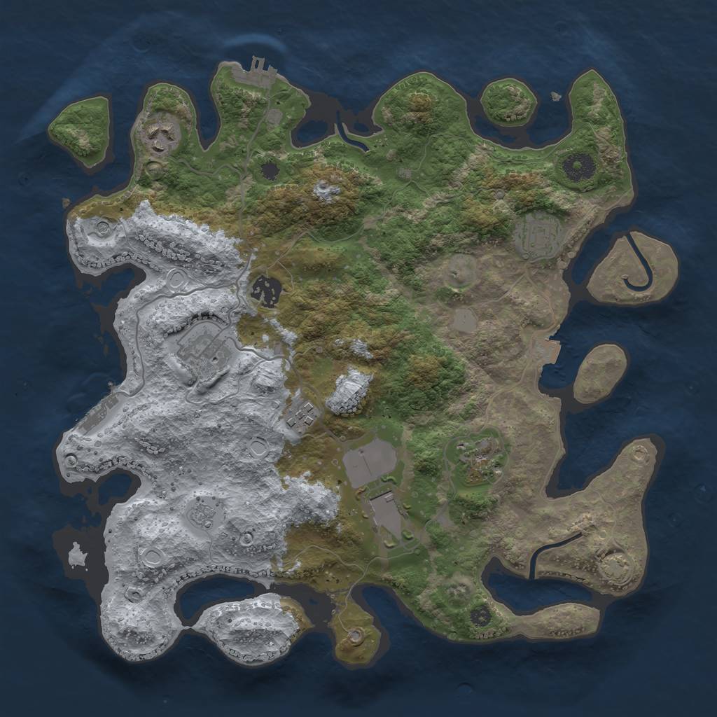 Rust Map: Procedural Map, Size: 3500, Seed: 73448, 15 Monuments