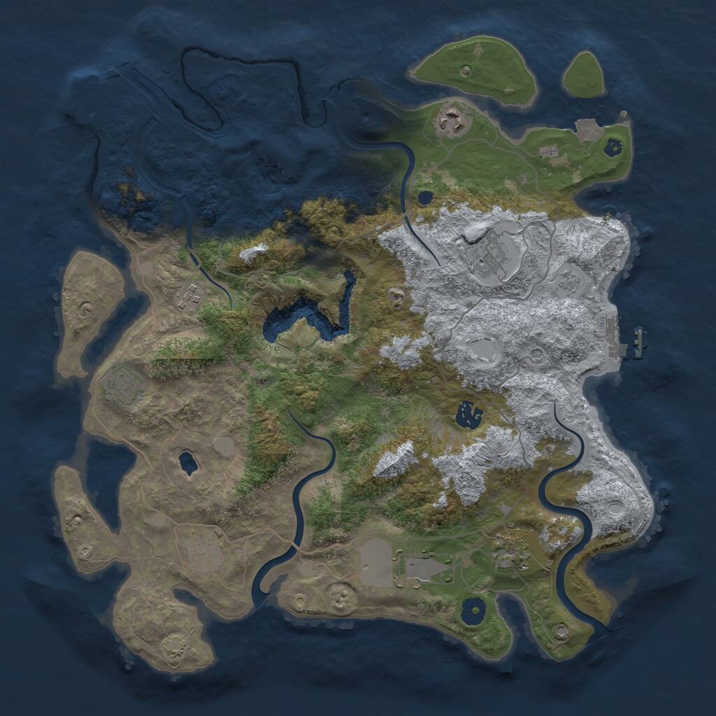 Rust Map: Procedural Map, Size: 4000, Seed: 648553154, 14 Monuments