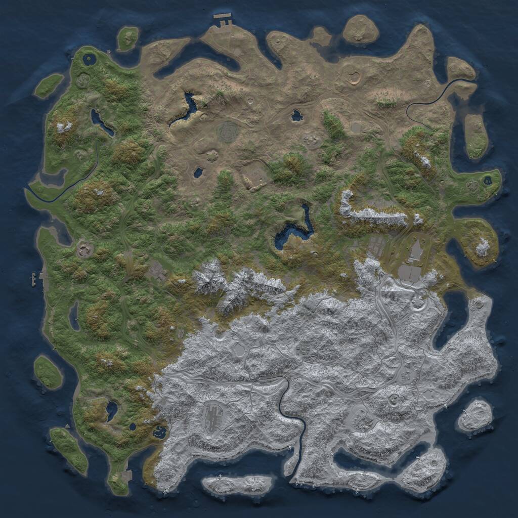 Rust Map: Procedural Map, Size: 6000, Seed: 974290722, 17 Monuments