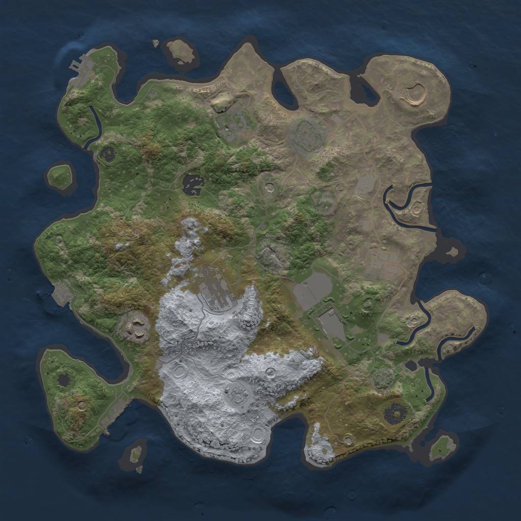 Rust Map: Procedural Map, Size: 3500, Seed: 1243092726, 16 Monuments