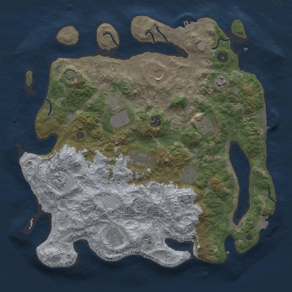 Rust Map: Procedural Map, Size: 4000, Seed: 461267118, 18 Monuments