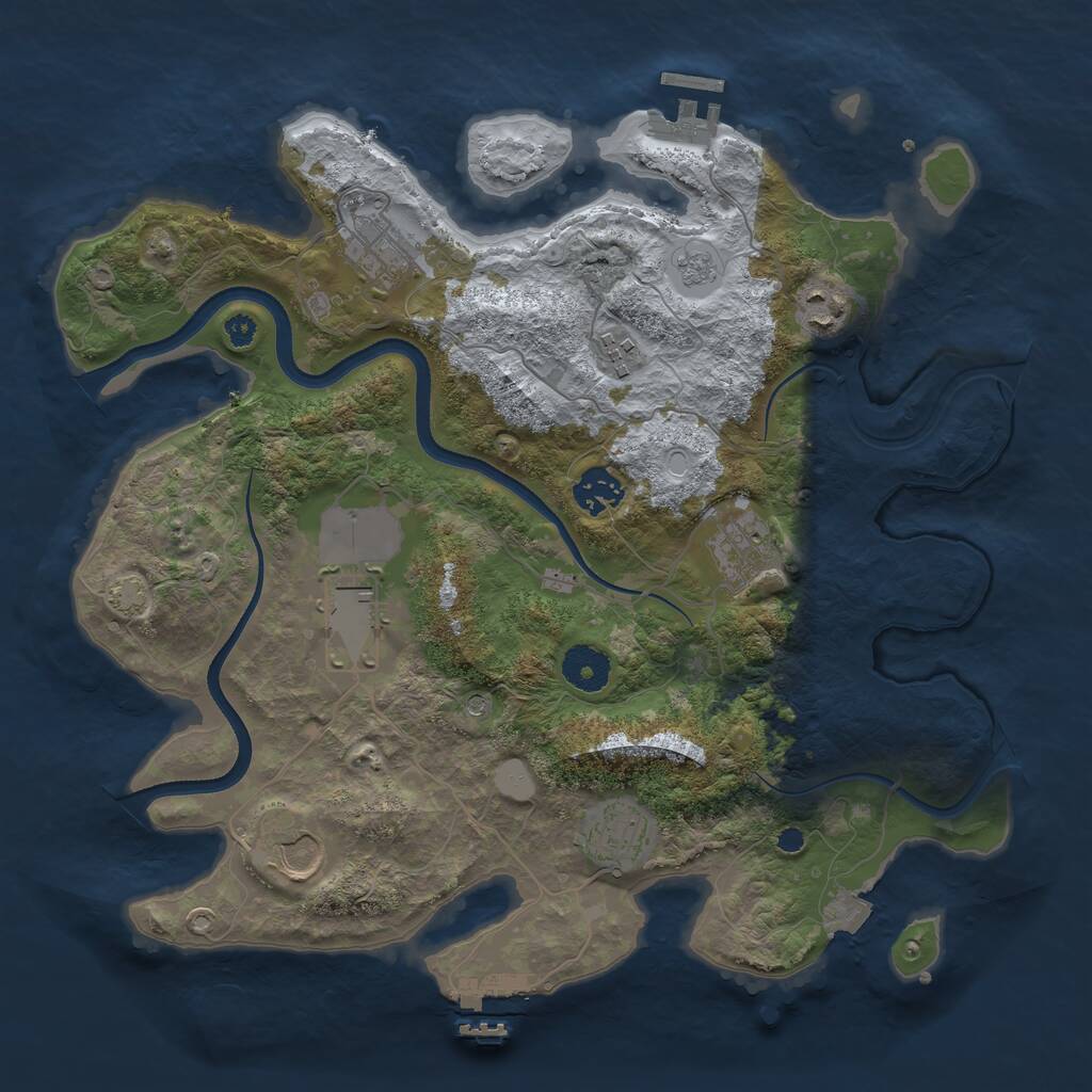 Rust Map: Procedural Map, Size: 3500, Seed: 2077882503, 14 Monuments