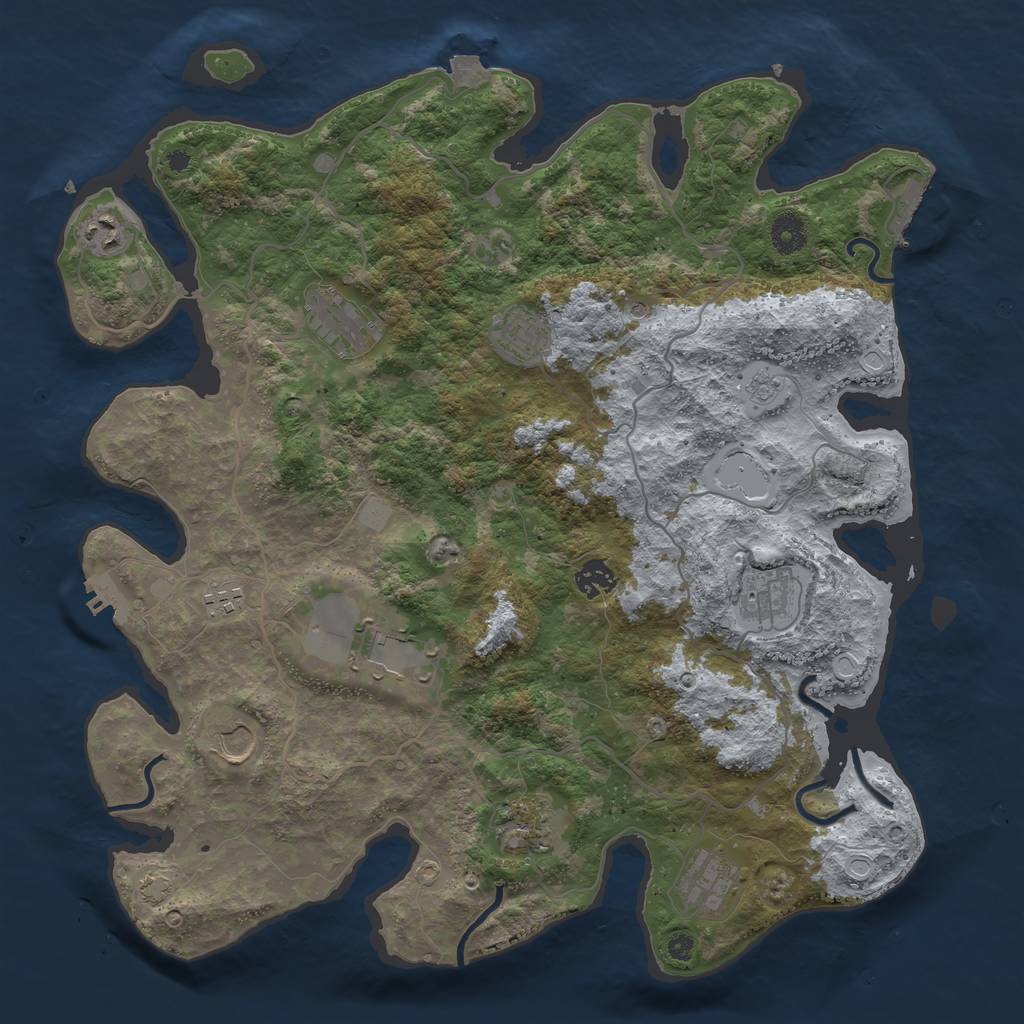 Rust Map: Procedural Map, Size: 4000, Seed: 1580735835, 18 Monuments