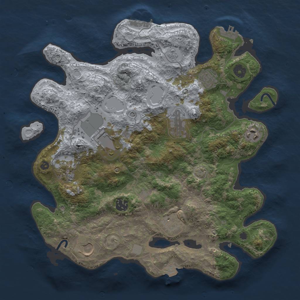 Rust Map: Procedural Map, Size: 3500, Seed: 1851891791, 16 Monuments