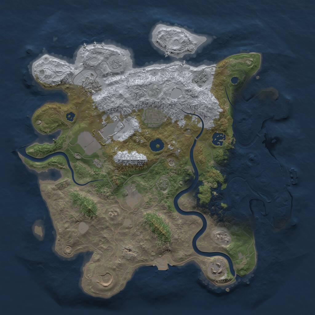 Rust Map: Procedural Map, Size: 3500, Seed: 1853900912, 14 Monuments