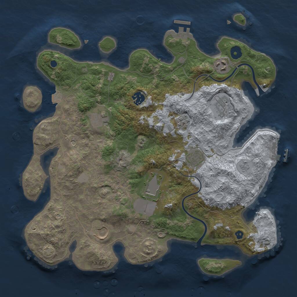Rust Map: Procedural Map, Size: 3600, Seed: 9696, 14 Monuments