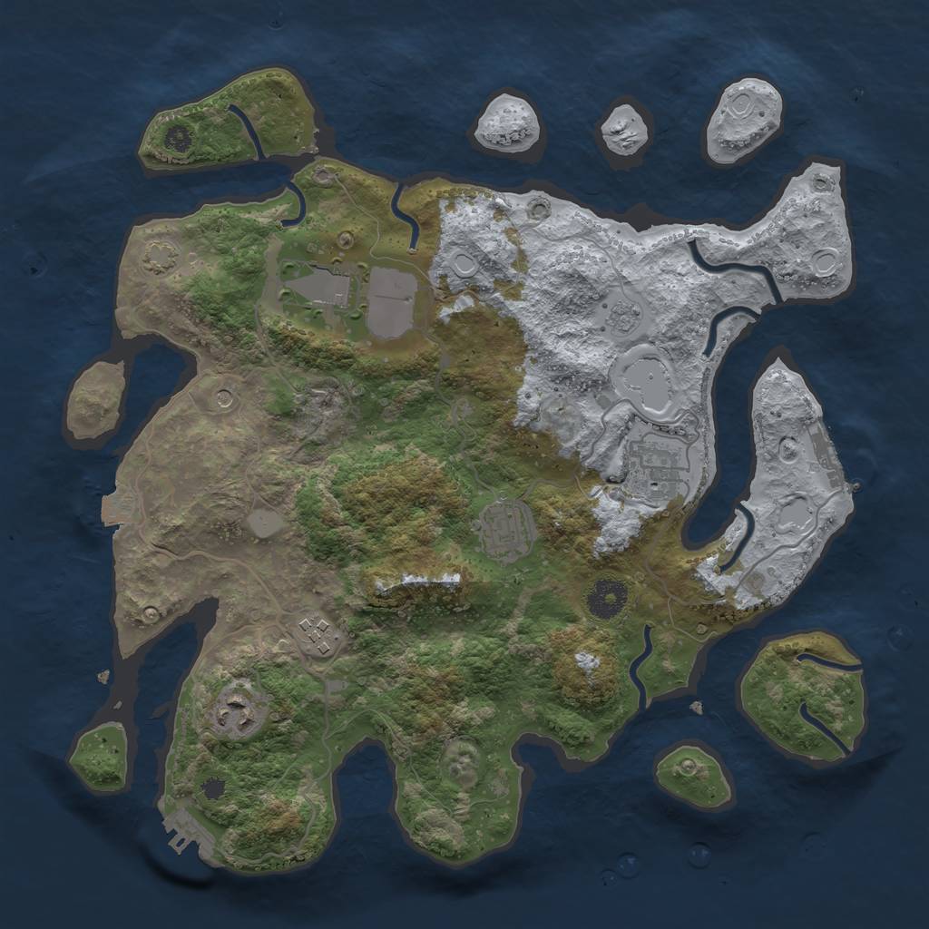 Rust Map: Procedural Map, Size: 3500, Seed: 264228182, 13 Monuments