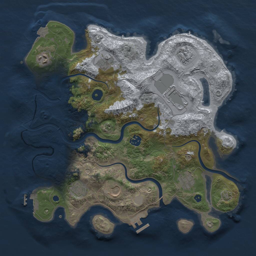 Rust Map: Procedural Map, Size: 3500, Seed: 1296306307, 15 Monuments