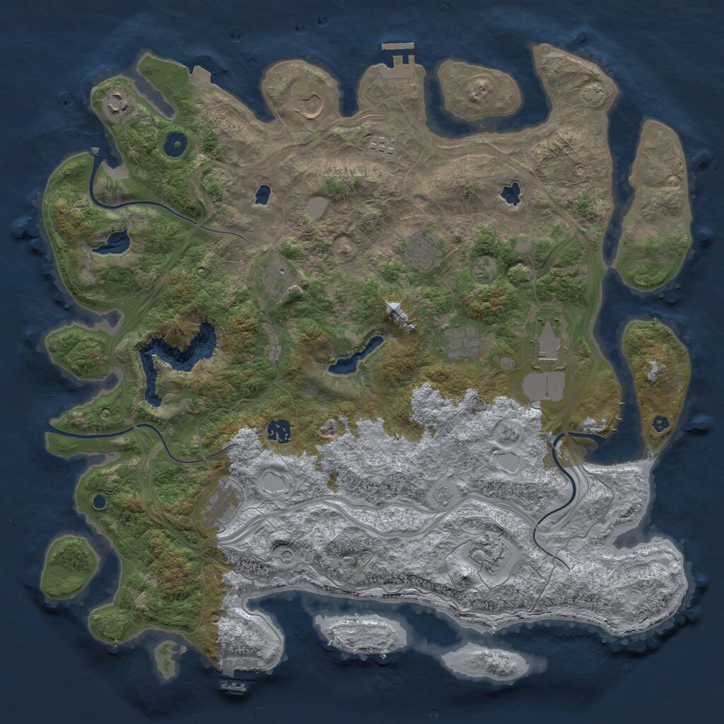 Rust Map: Procedural Map, Size: 4500, Seed: 1865166445, 16 Monuments