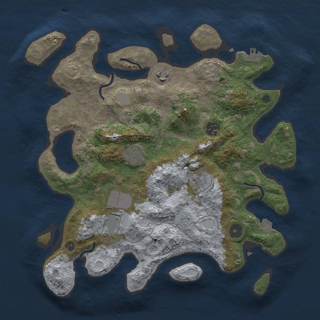 Rust Map: Procedural Map, Size: 3500, Seed: 20230812, 13 Monuments