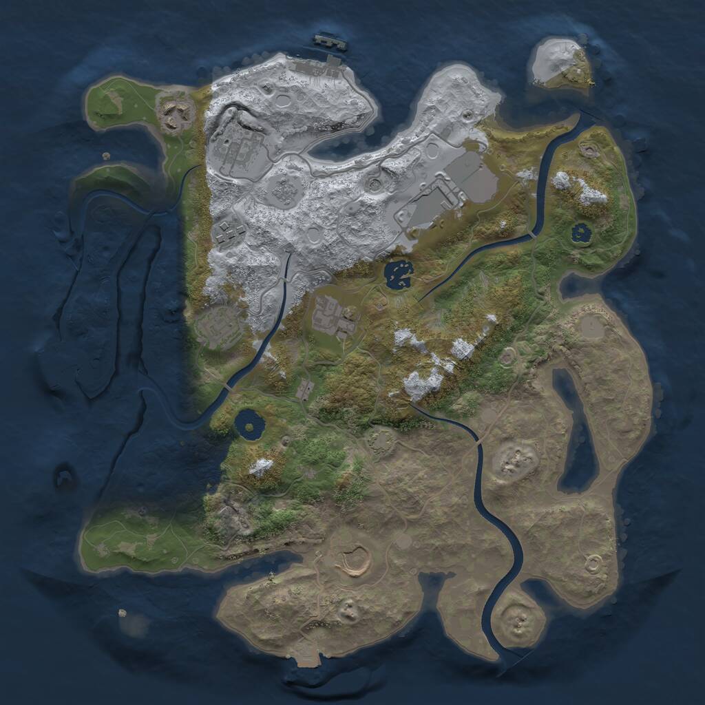 Rust Map: Procedural Map, Size: 3500, Seed: 1794947011, 14 Monuments