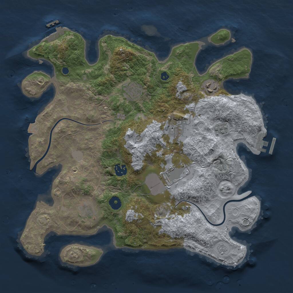 Rust Map: Procedural Map, Size: 3500, Seed: 352486539, 13 Monuments