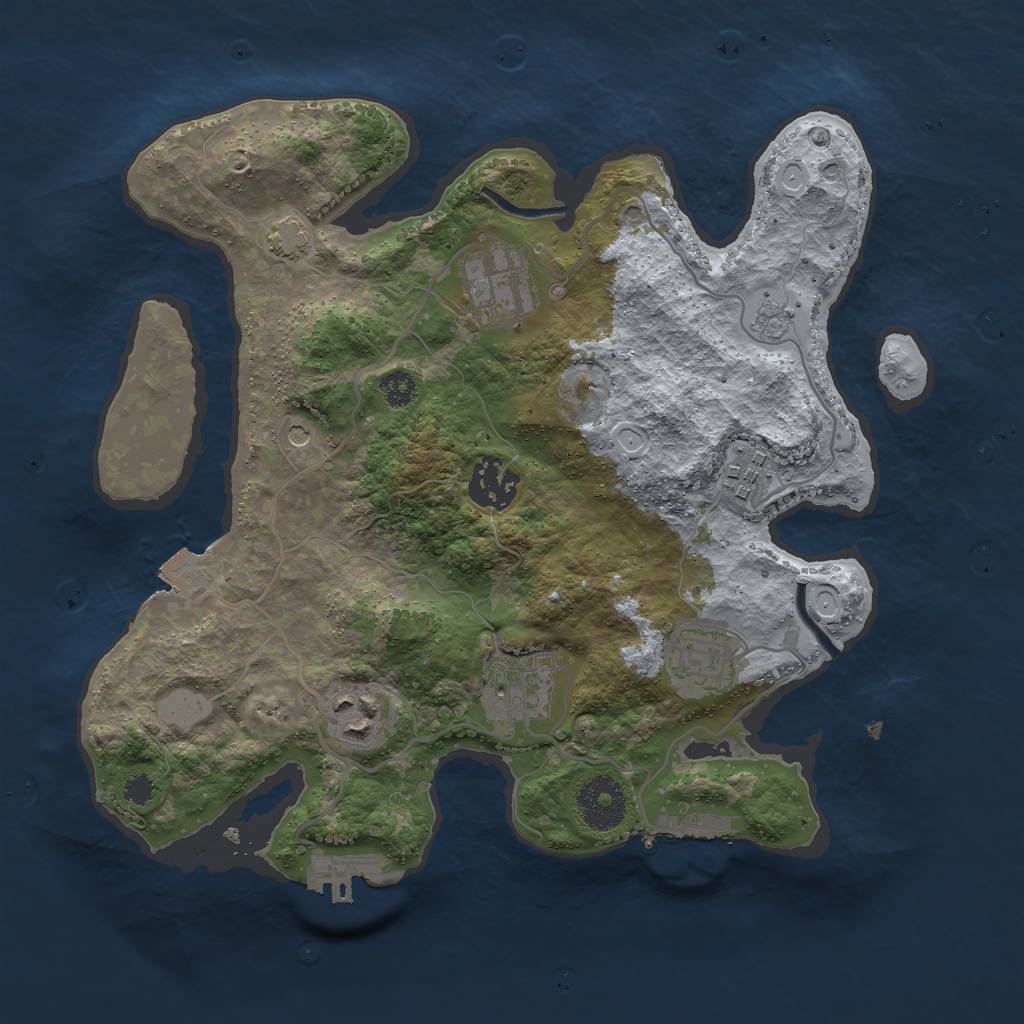 Rust Map: Procedural Map, Size: 3000, Seed: 57292647, 14 Monuments
