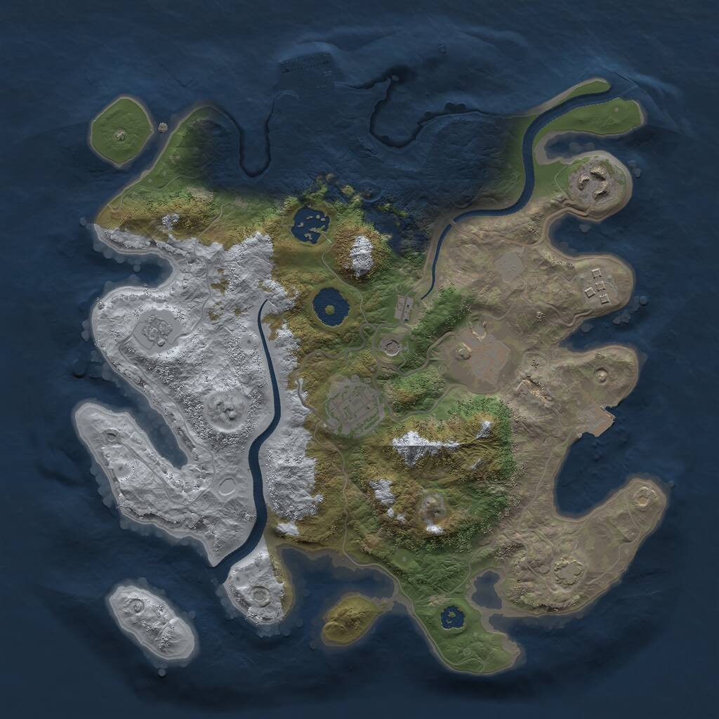 Rust Map: Procedural Map, Size: 3000, Seed: 1540301776, 10 Monuments