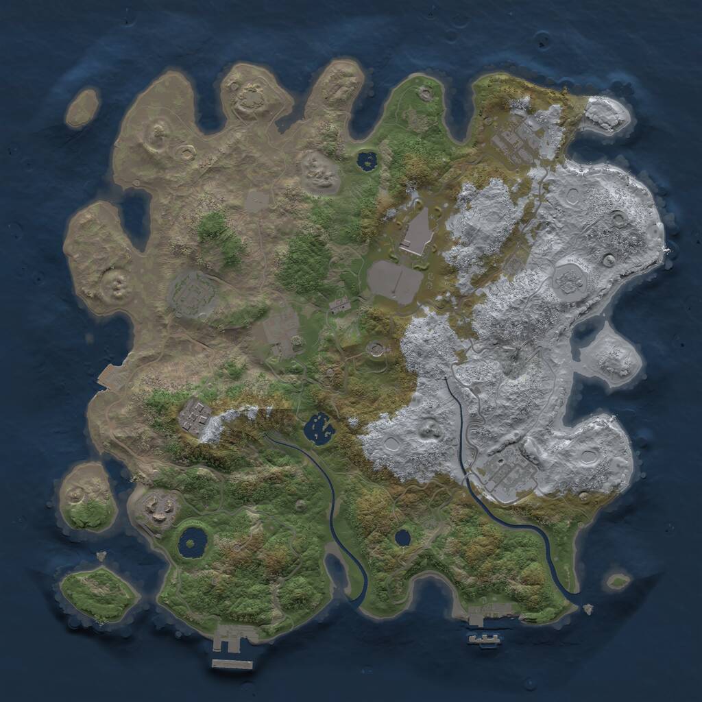 Rust Map: Procedural Map, Size: 3500, Seed: 694206, 14 Monuments