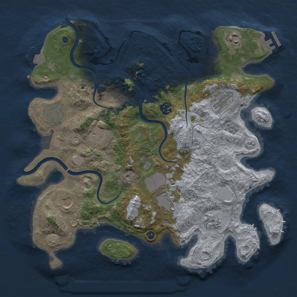Rust Map: Procedural Map, Size: 3700, Seed: 461549383, 14 Monuments