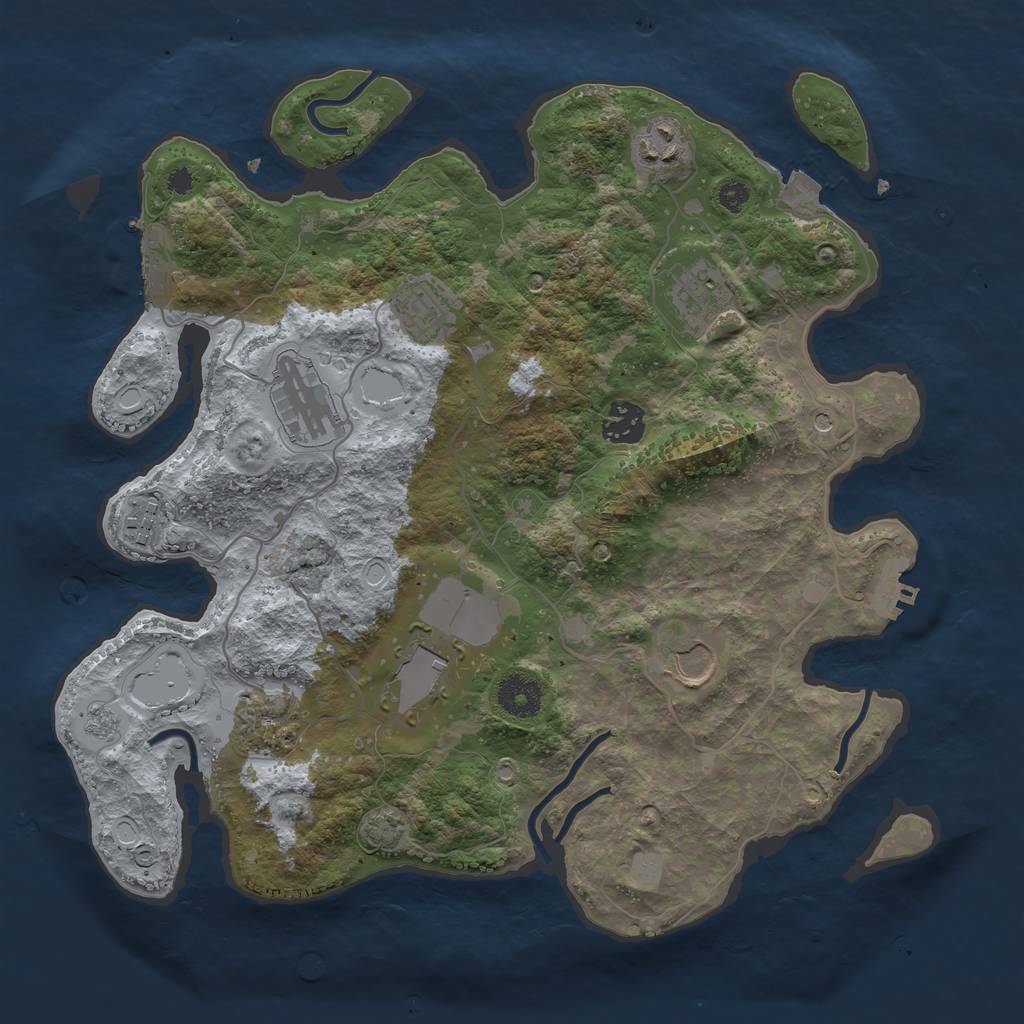 Rust Map: Procedural Map, Size: 3500, Seed: 1360473741, 17 Monuments