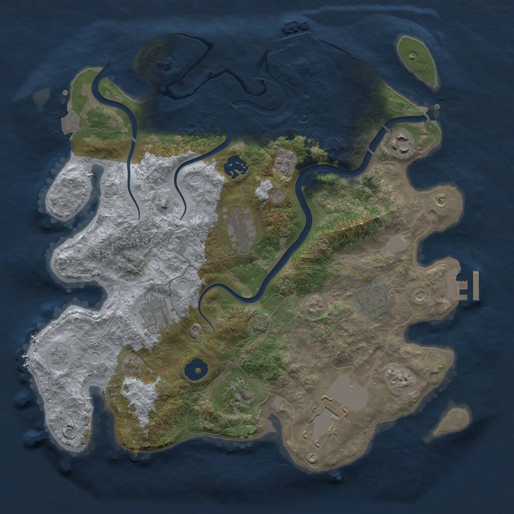 Rust Map: Procedural Map, Size: 3500, Seed: 1360473741, 14 Monuments
