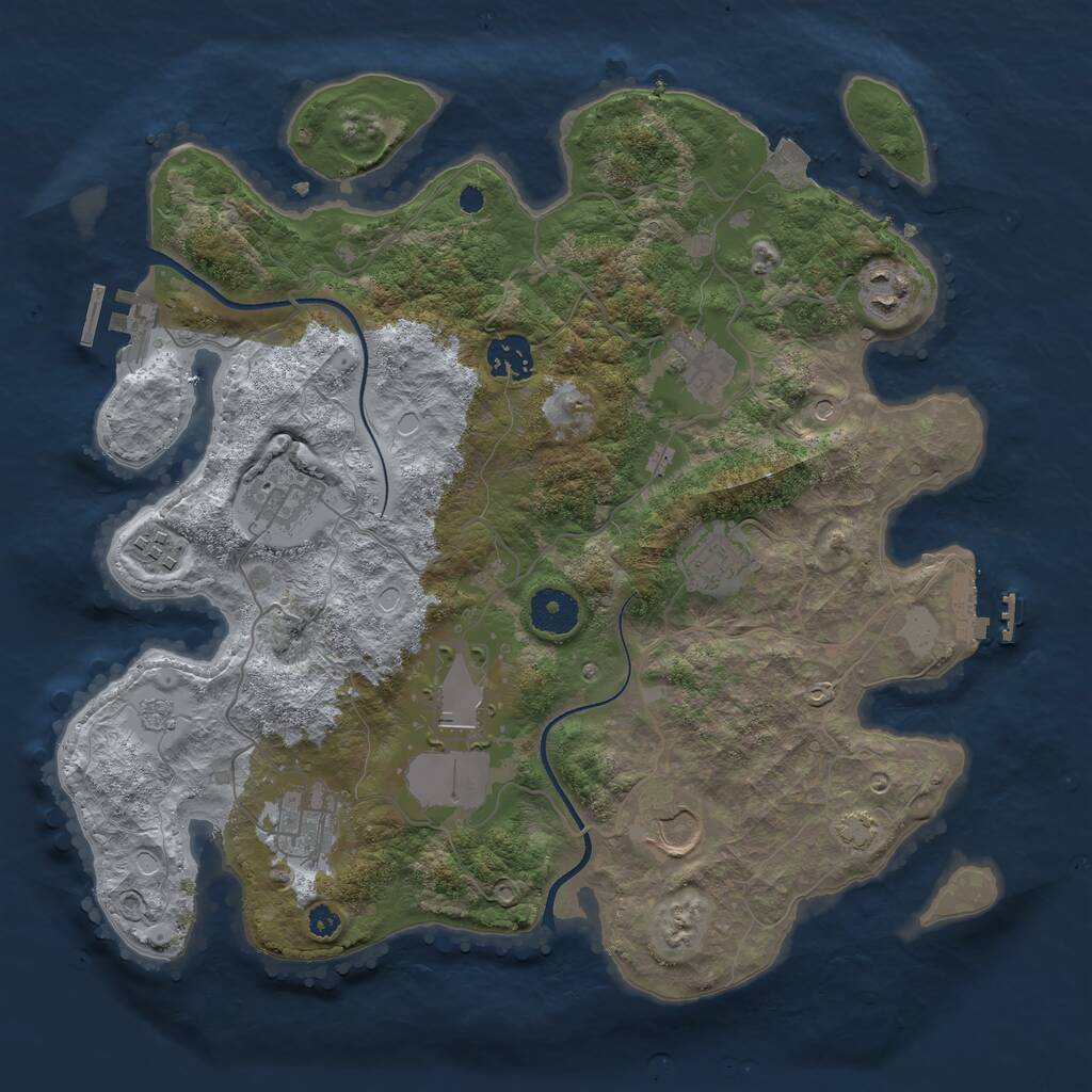 Rust Map: Procedural Map, Size: 3500, Seed: 1360473741, 15 Monuments