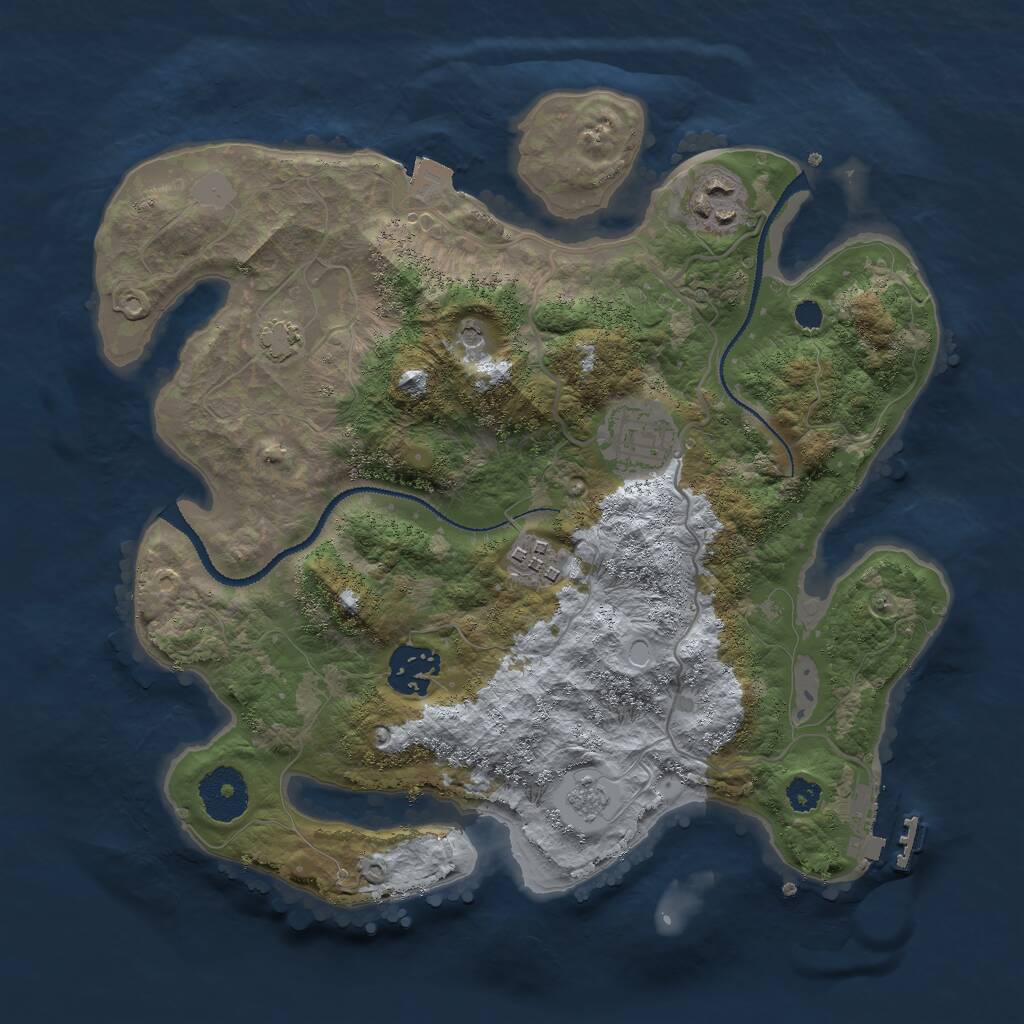 Rust Map: Procedural Map, Size: 3000, Seed: 43945, 9 Monuments