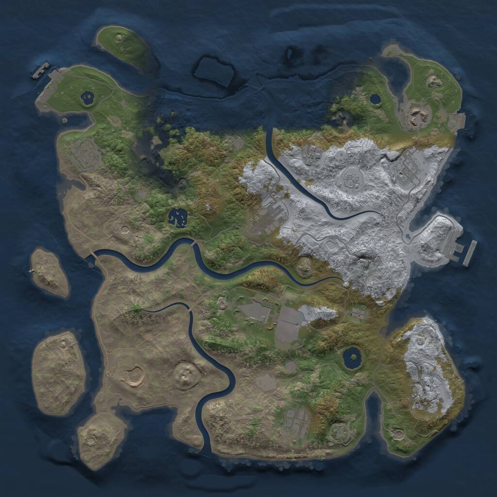 Rust Map: Procedural Map, Size: 3700, Seed: 1731256283, 17 Monuments